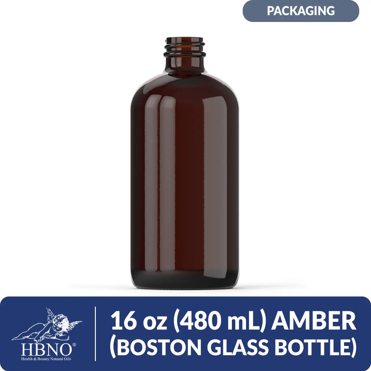 16 oz Amber Boston Glass Bottle