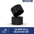 16 and 32 oz (480 and 960 ml) Black HIS Cap