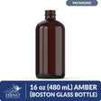 16 oz Amber Boston Glass Bottle
