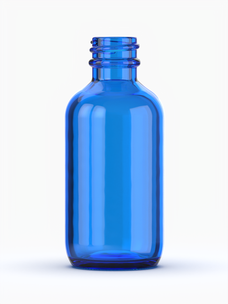 2 oz (60 ml) Blue Boston Glass Bottle