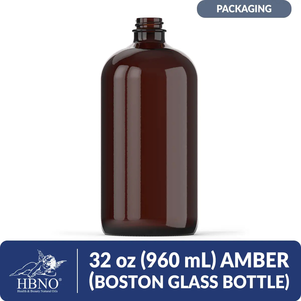 32 oz (960 ml) Amber Boston Glass Bottle