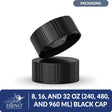 8, 16, and 32 oz (240, 480, and 960 ml) Black Cap